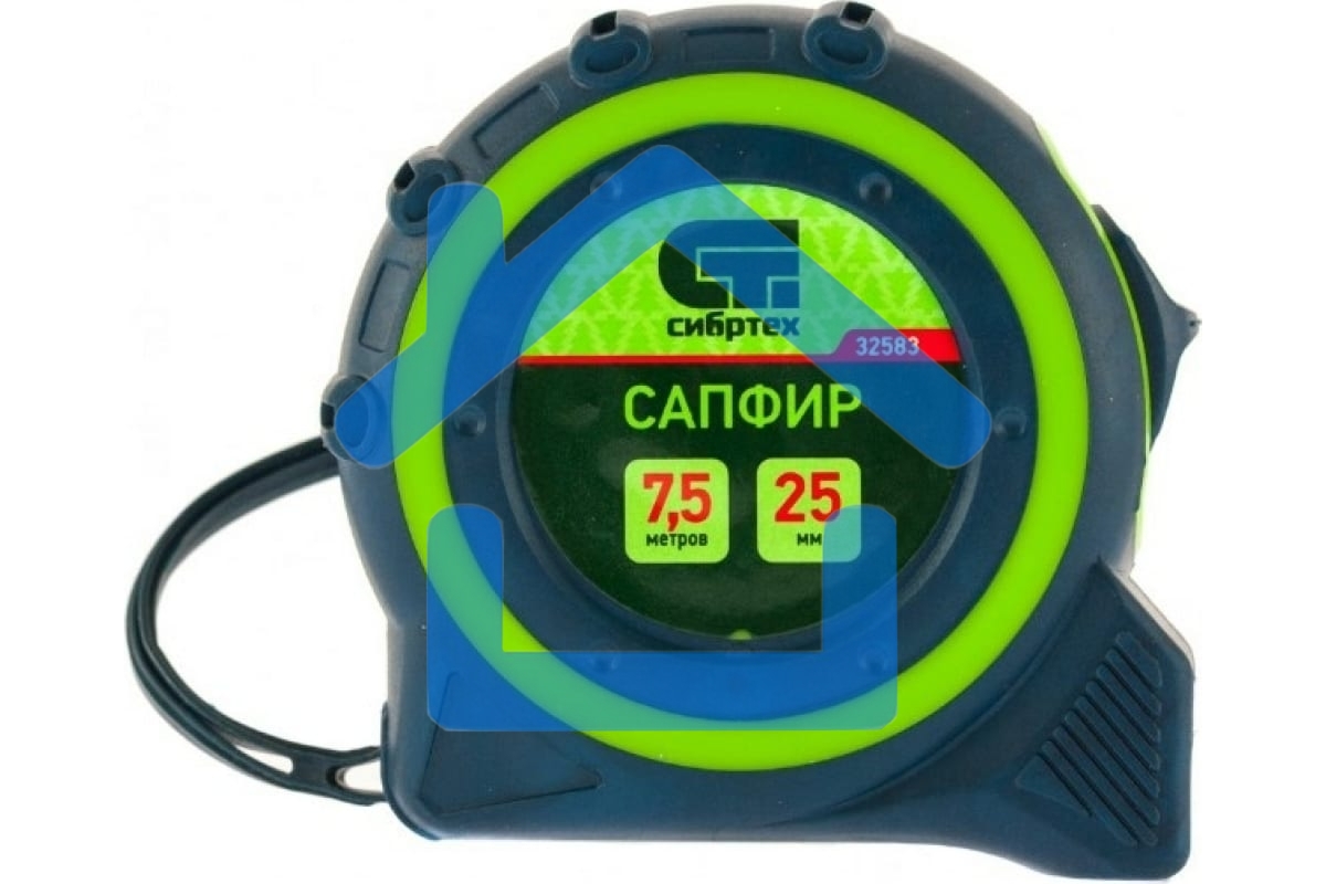 Рулетка Сапфир, двухкомпонентный корпус, 7,5 м х 25 мм Сибртех