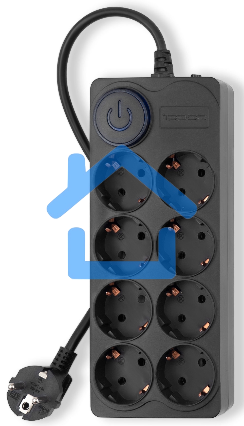 Сетевой фильтр Ippon BK-8-EU-5-16-B 5м (8 розеток) черный (коробка)