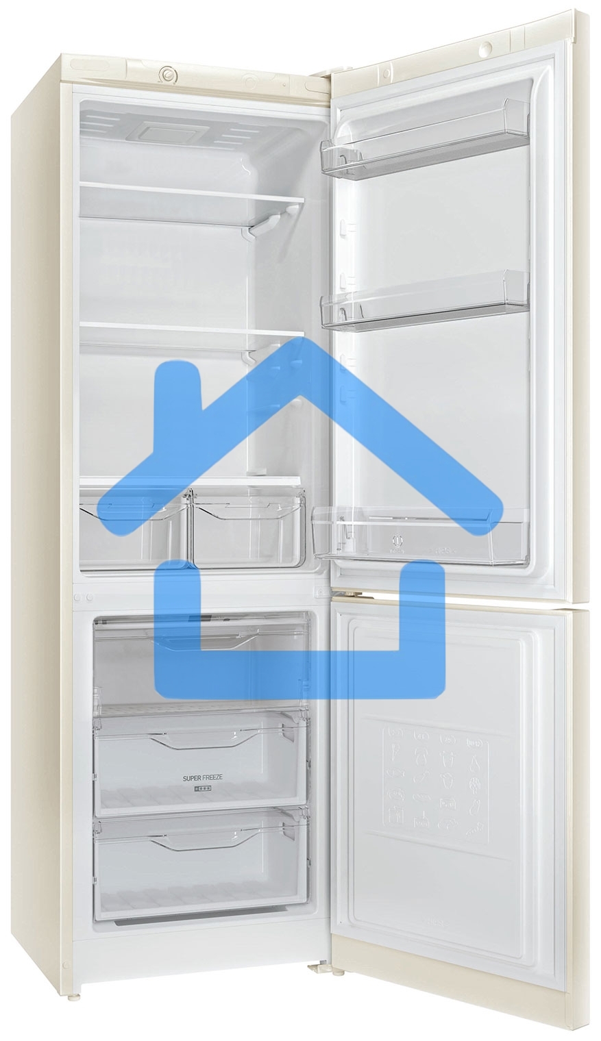 Холодильник Indesit DS 3180 E бежевый двухкамерный 223/87л морозилка снизу