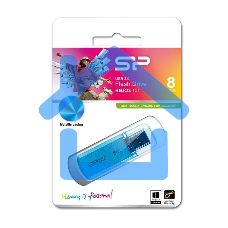 Флешка USB R/W Silicon Power R/W 8Gb Helios 101 SP008Gb,UF2101V1B USB2.0 синий
