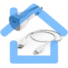 Комплект зарядное устройство Hama H-183317 3A PD для Apple кабель Apple Lightning/Type-C белый