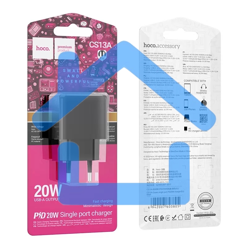 Сетевое зарядное устройство HOCO (6942007603805) CS13A 1USB 3.0A PD 20W