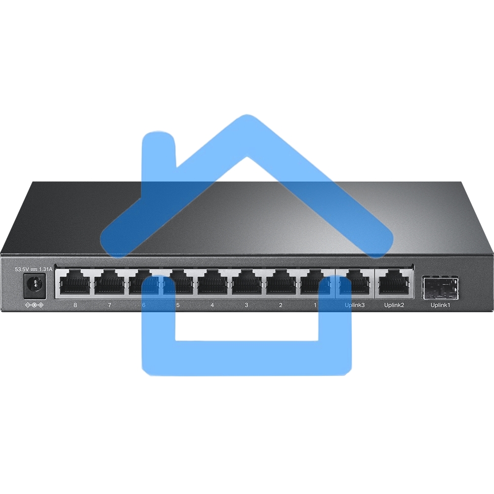 Настольный коммутатор TP-Link TL-SL1311P, 8 портов 10/100 Мбит/с с поддержкой PoE+, 2 гигабитных порта без поддержки PoE, 1 порт SFP, 802.3af/at, бюджет PoE — 65 Вт, стальной корпус