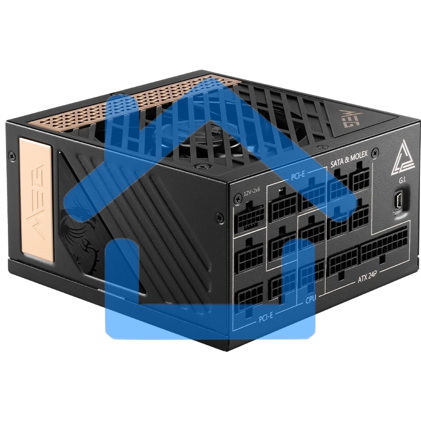 Блок питания MSI MEG Ai1300P (306-7ZP4A11-CE0), 1300Вт, 80 PLUS Platinum, 120мм, модульный, черный / золотой