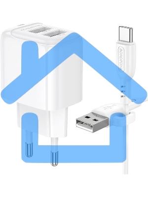 Сетевое зарядное устройство BOROFONE (6941991113772) BAS41Aa 2USB 2.0A для Type-C