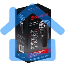 Электробритва SAKURA SA-5428BK 3гол, триммер, сух/влаж. бритье, черный