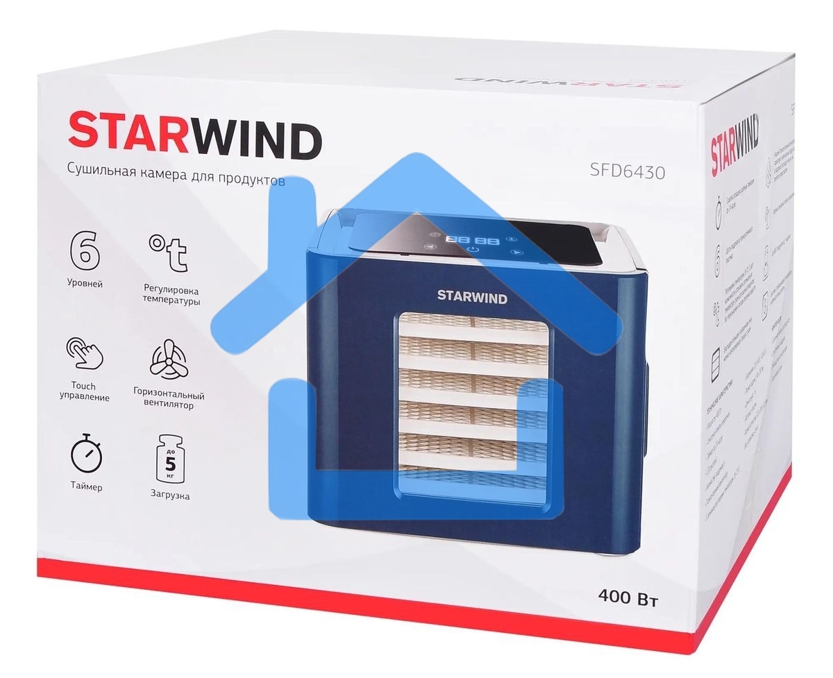 Сушилка для овощей и фруктов StarWind SFD6430, синий, 6 поддонов