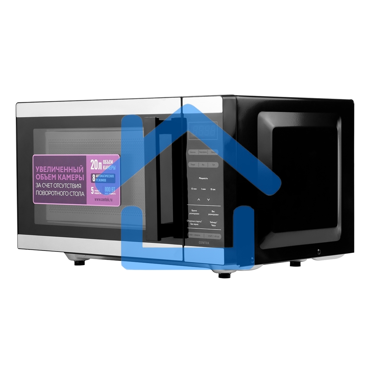 Микроволновая печь Centek CT-1566 черный/сталь, 20 л, 800 Вт, сенсор