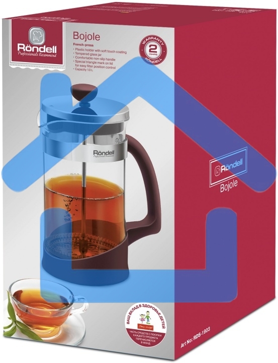 Френч-пресс Rondell Bojole RDS-1903 1л бордовый