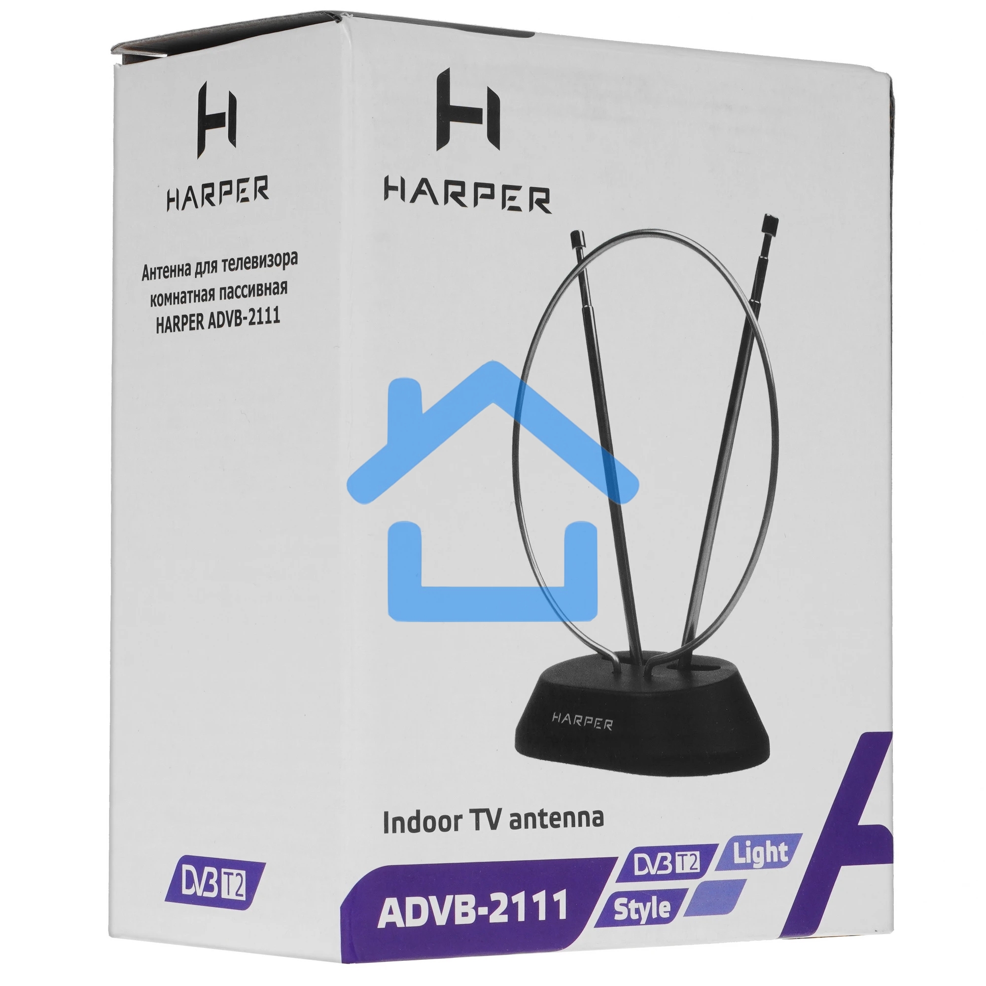 Телевизионная антенна Harper ADVB-2111 (комнатная, пассивная;DVB-T2; VHF / UHF (174–230 MHz, 470-862 MHz); 20 dB; 75; 3dB; 1 м)