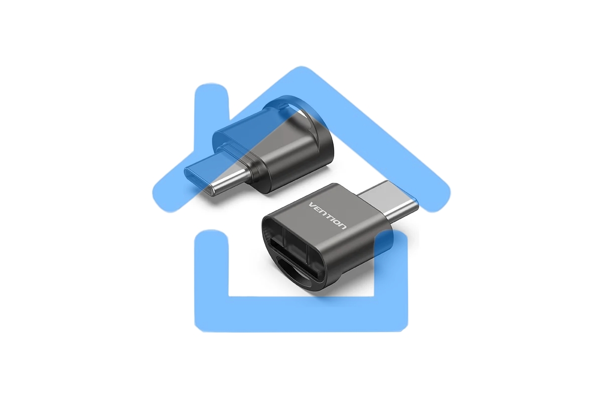 Картридер Vention OTG USB 2.0 CM / MicroSD - Серый