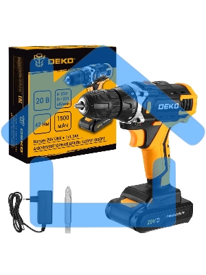 Дрель-шуруповерт DEKO Banger 20V ONE+, Аккумуляторная, 20В, 1 АКБ