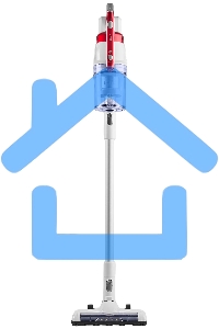 Пылесос вертикальный/ручной H-Clean HVC 102 SE белый/красный, питание от аккумулятора, 100 Вт, уборка сухая, пылесборник 0.65 л, работа от АКБ max 45 мин