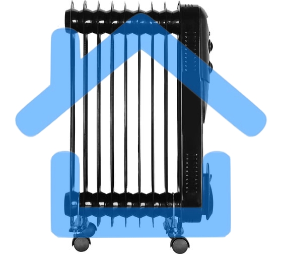 Обогреватель масляный Ресанта ОМПТ-9НЧ (9 секций) черный, 2000 Вт, 25 м2, термостат 67/3/14