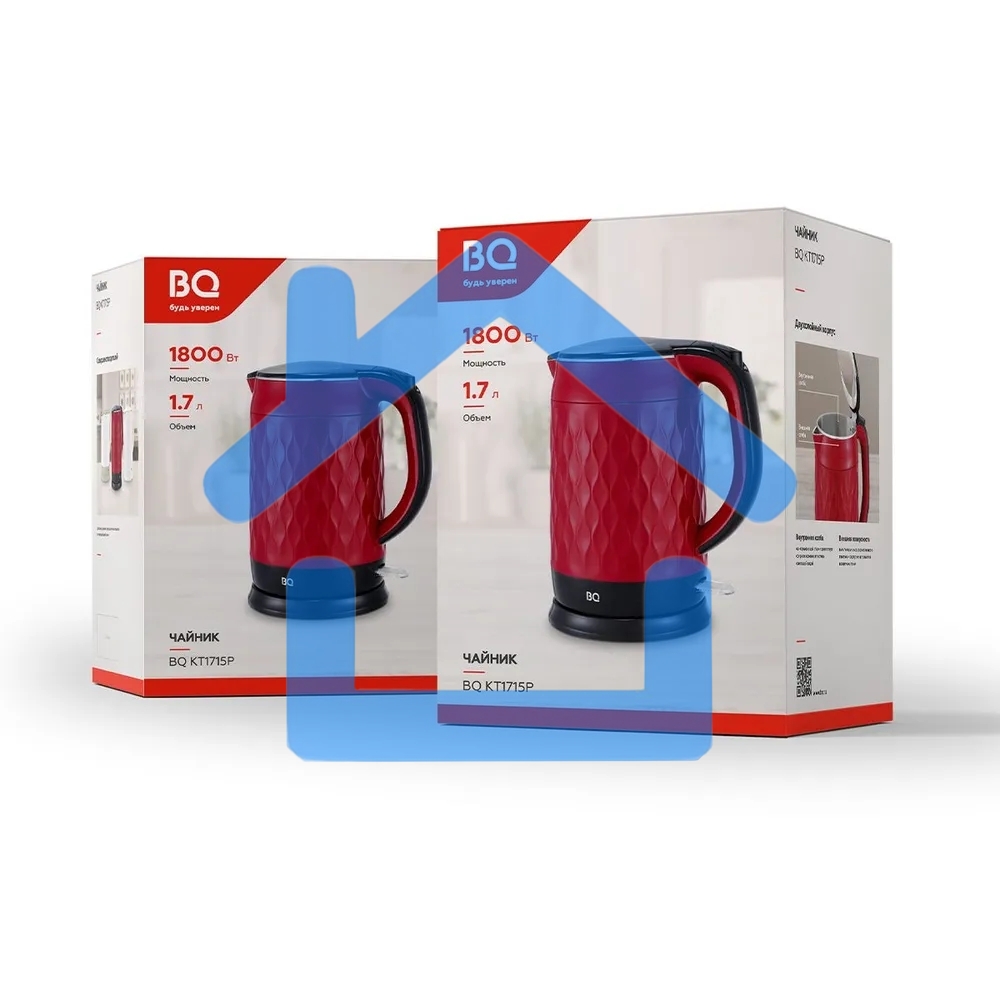 Чайник электрический BQ KT1715P Red-Black. Мощность:1800 Вт, Объем 1,7л