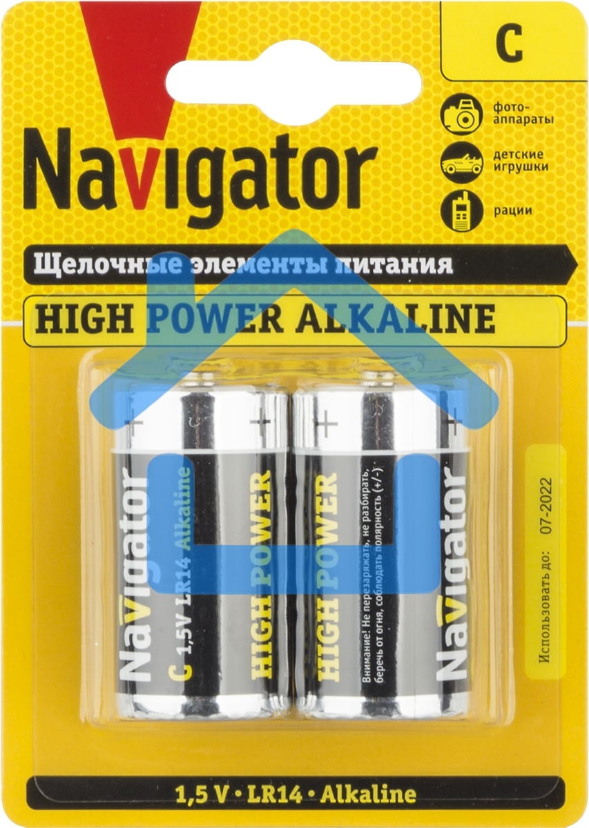 Элемент питания NAVIGATOR NBT-NE-LR14-BP2 94754, 1.5 В