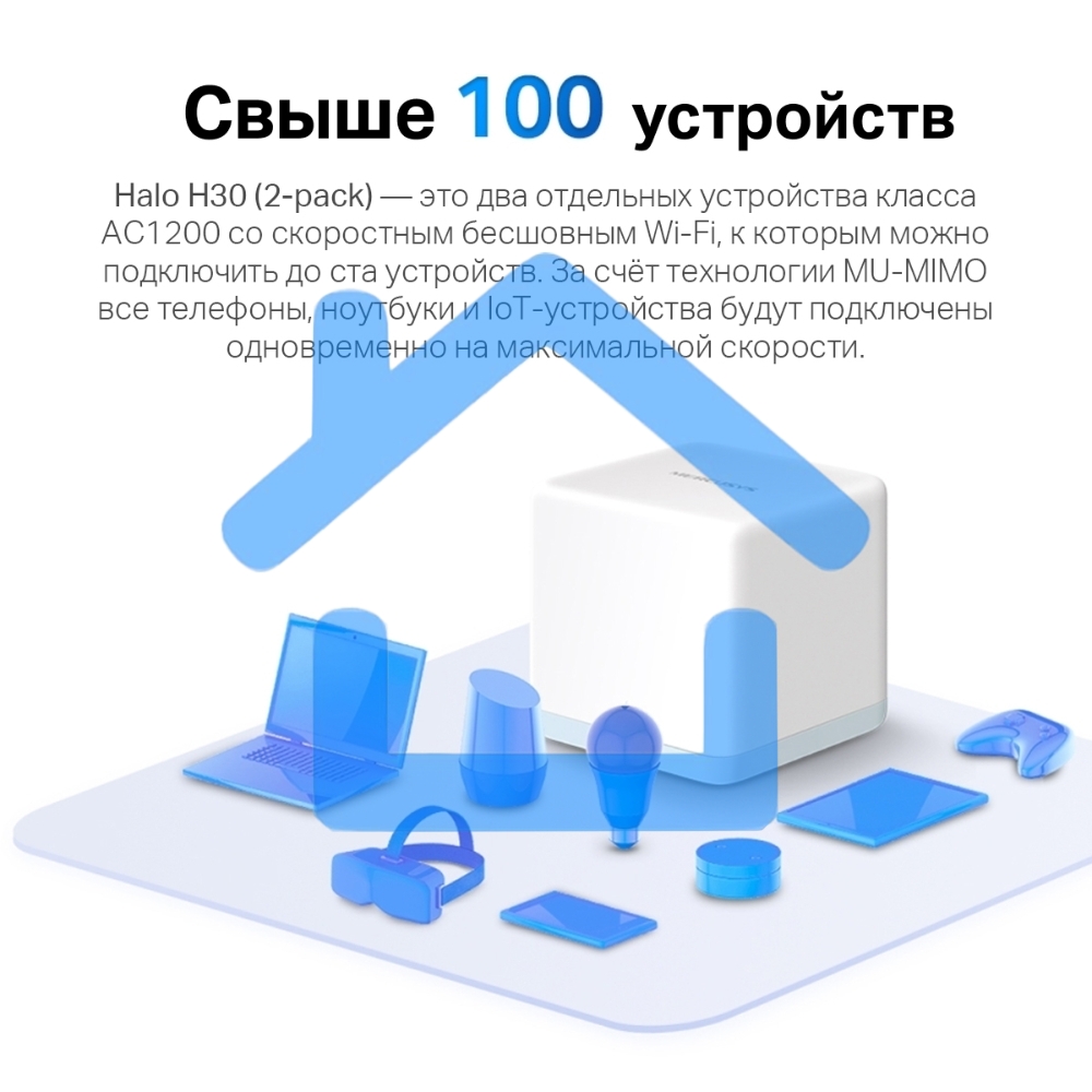 Система MESH AC1200 Whole Home Mesh Wi-Fi System, 2 Internal Antennas, 2 Gb ports (WAN/LAN)