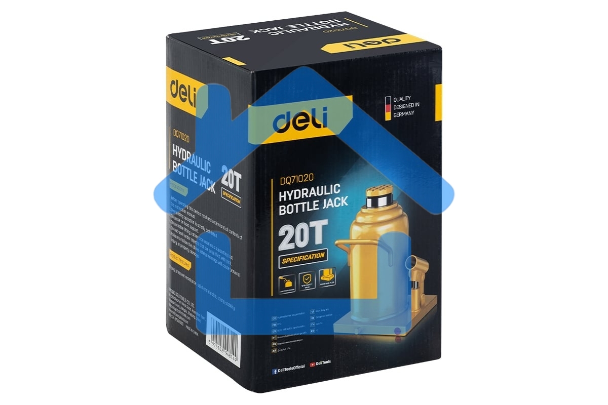 Домкрат бутылочный гидравлический Deli DQ71020 макс.грузоподъемность 20 т