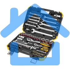 Набор инструментов KRANZ 1/2, 1/4, CrV, пластиковый кейс, 82 предмета