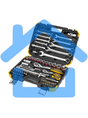 Набор инструментов KRANZ 1/2, 1/4, CrV, пластиковый кейс, 82 предмета