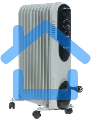 Обогреватель масляный Neoclima NC 9311, белый/черный, 2500 Вт, 25 м2, термостат