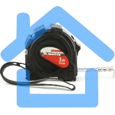 Рулетка Matrix, 3 м х 16 мм, обрезиненный корпус, черный