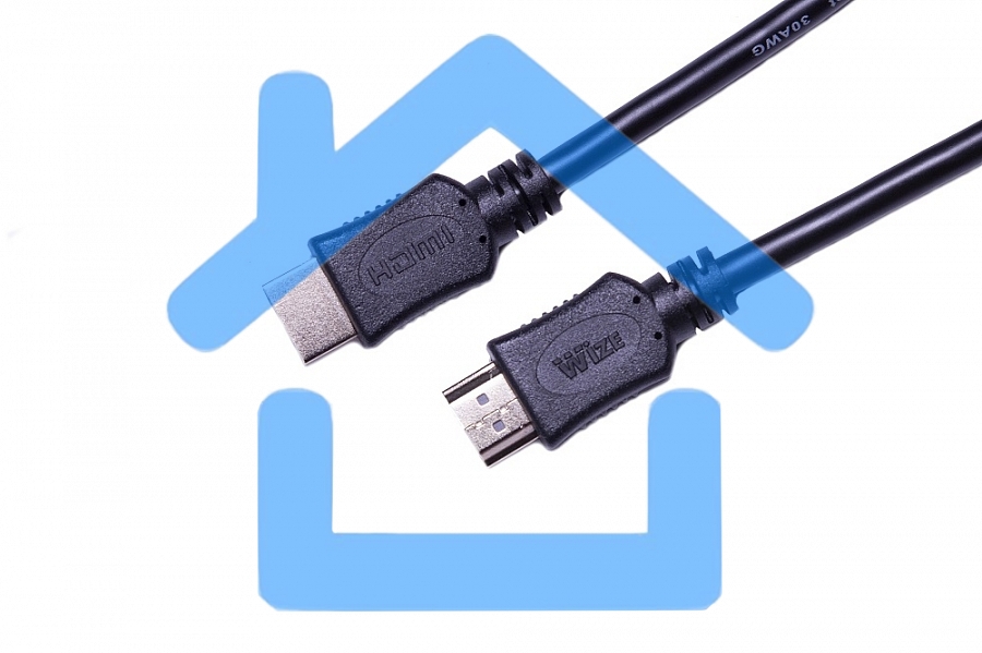 Кабель HDMI C-HM-HM-1.8M Wize, 1.8 м, v.2.0, 19M/19M, позол.разъемы, экран, черный, пакет