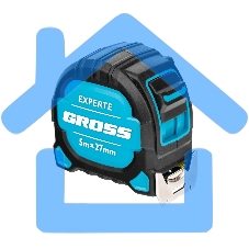 Рулетка Experte, 5 м x 27 мм, двухкомпон. корпус, магнит, двухстор. разметка, нейлон Gross