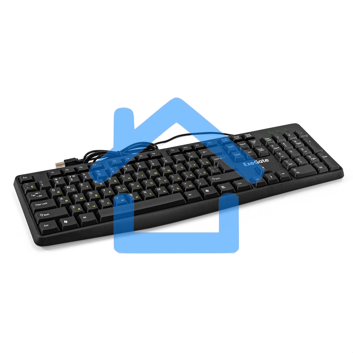 Клавиатура ExeGate EX298364RUS Smart K120 (USB, полноразмерная, влагозащищенная, 104кл., Enter большой, длина кабеля 1,6м, черная, RTL)