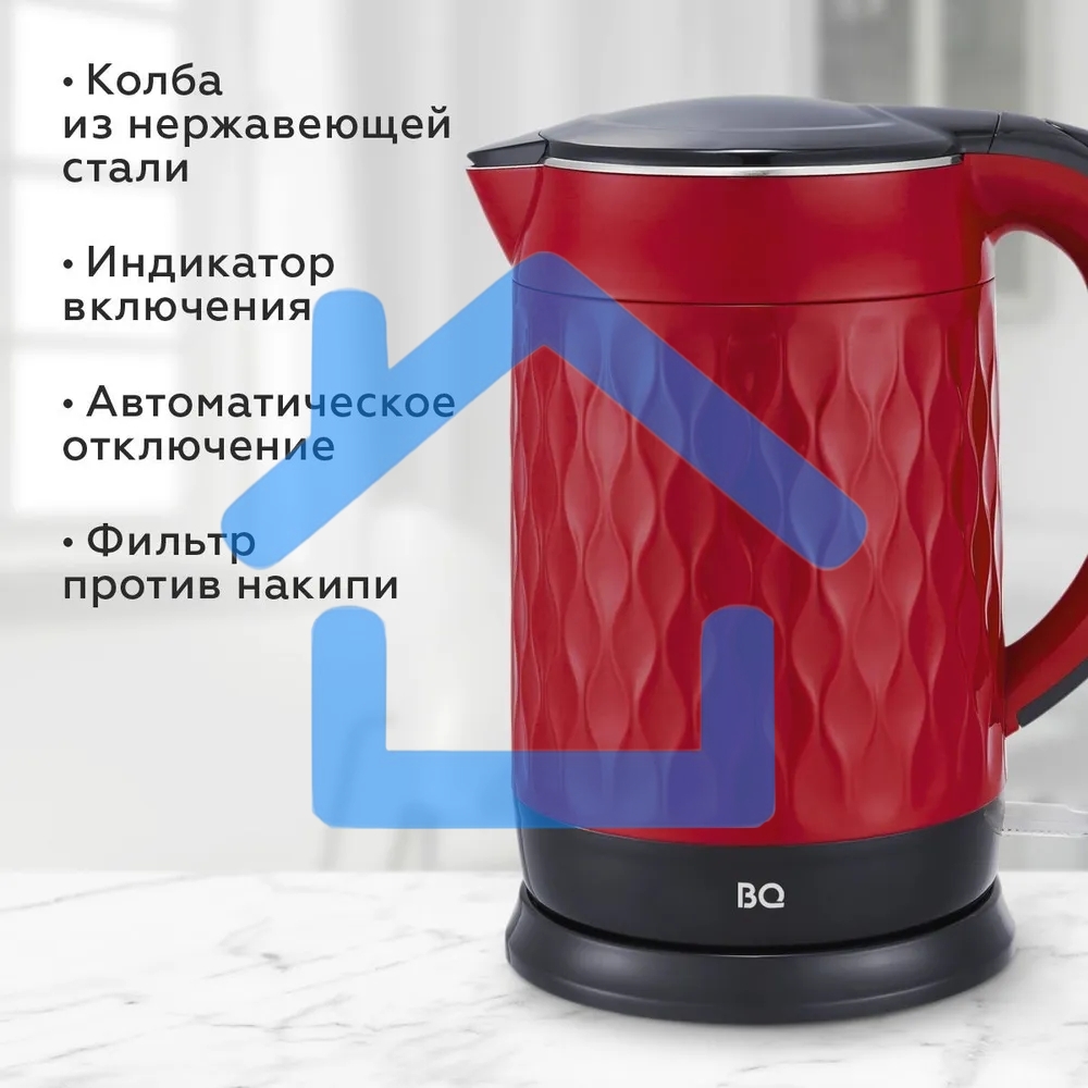 Чайник электрический BQ KT1715P Red-Black. Мощность:1800 Вт, Объем 1,7л