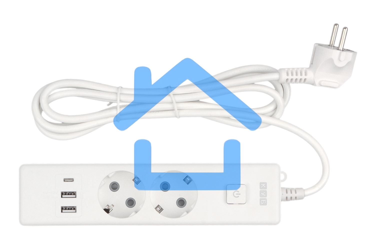 Бытовой удлинитель PowerCube, 2р с/з вык.,3USB, 3500 Вт, 16А, 1.9 м, 3*1,0 (белый) PC-4-2M