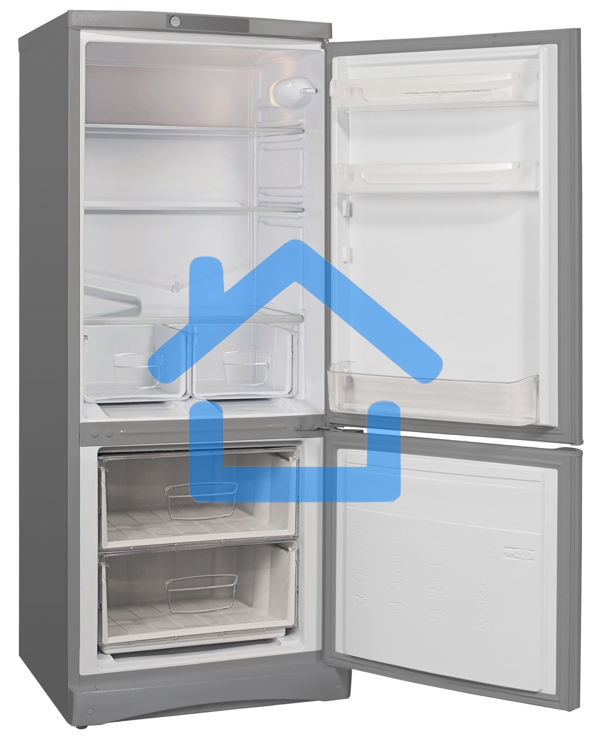 Холодильник Indesit ES 15 GA серебристый двухкамерный 189/54 л морозилка снизу, капельная система