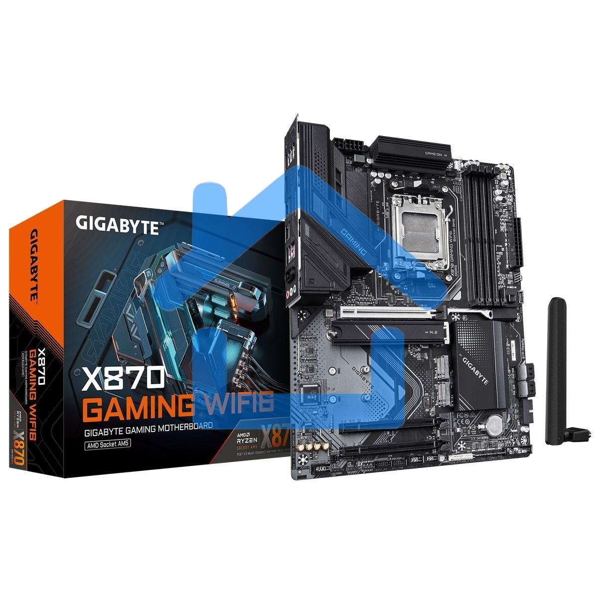 Материнская плата GIGABYTE X870 GAMING WIFI6, AM5, AMD X870, 4xDDR5, 4xSATA, 3xM.2, 1xPCIe 5.0 x16, 2xPCIe 3.0 x1, 1xHDMI, 2xUSB-C (DisplayPort Alt Mode), 1x2.5Gb LAN, Wi-Fi 6, Bluetooth 5.3, 2xUSB-C 40Gbps, 1xUSB-A 10Gbps, 3xUSB-A 5Gbps, 4xUSB-A 2.0, 3x3