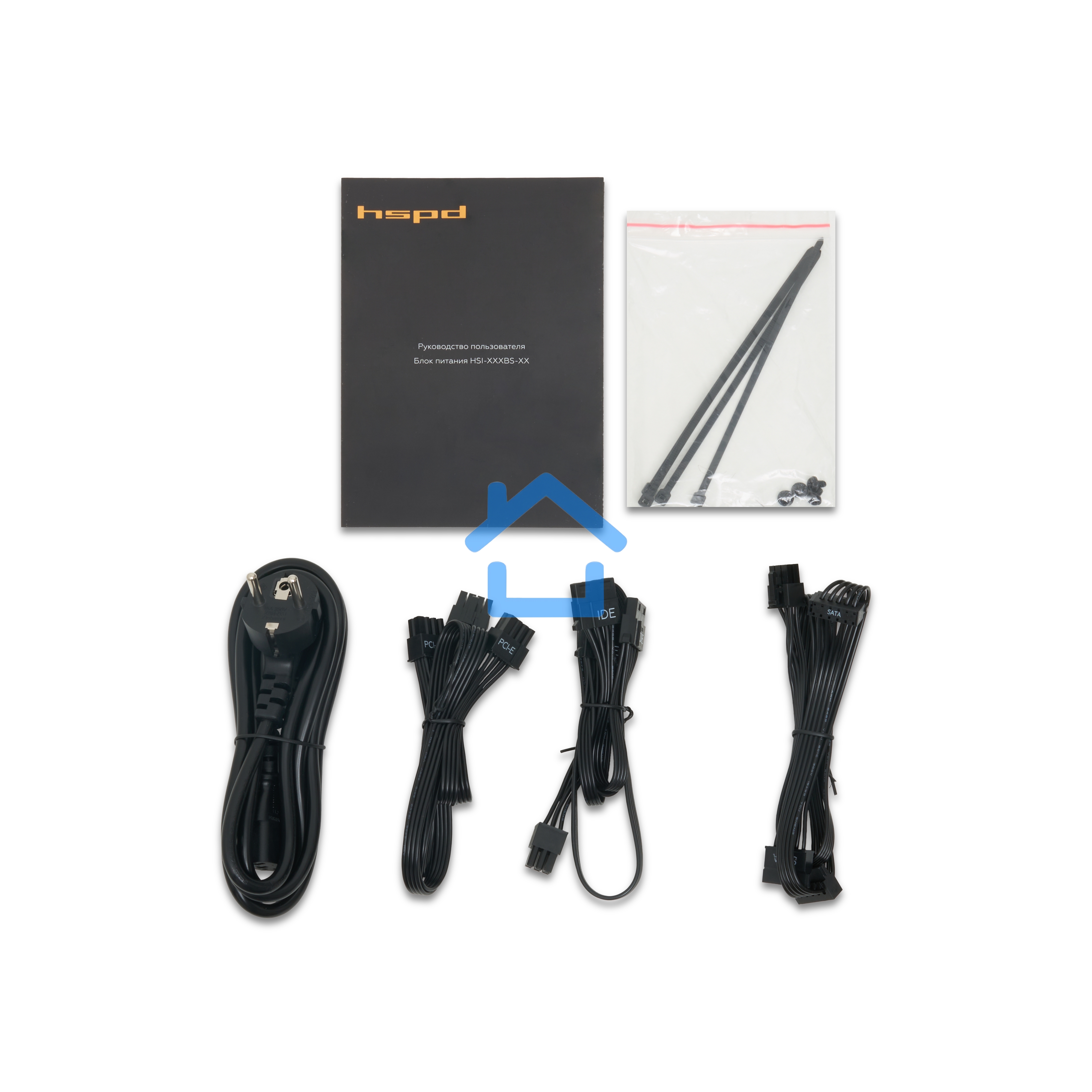 Блок питания Power Supply HSPD, 600W 80 PLUS Bronze (ATX, 2.31, Semi-modular, 1x24(20+4)pin 550мм, 1xCPU*2 8(4+4)pin 600+150мм, 1xPCIe*2 8(6+2)pin 500+150мм, 2xSATA*3 400+150+150мм, 1xMOLEX4pin*3+FDD 400+150+150+150мм, Active, 120x120мм, 150x140x86мм, APF