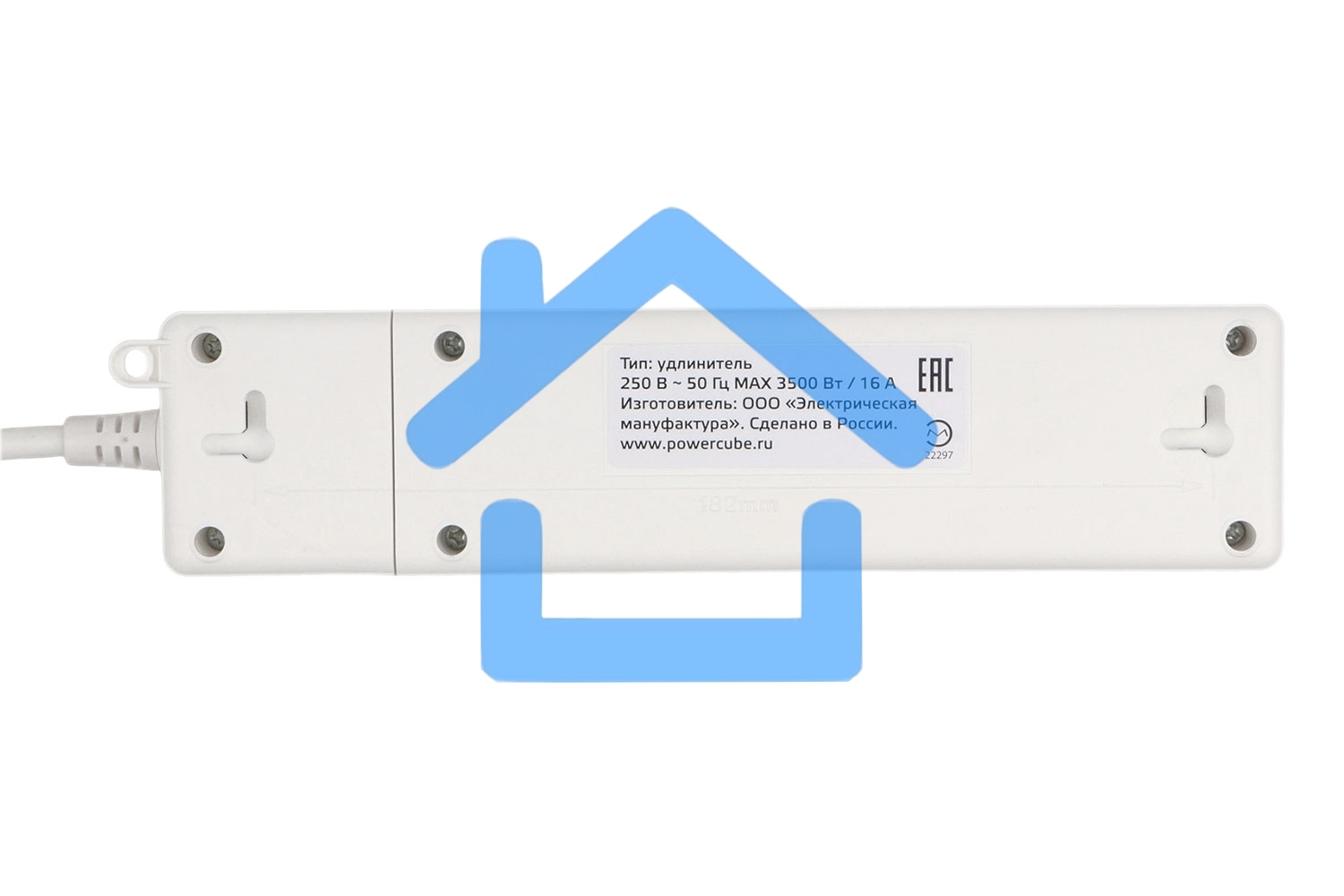 Бытовой удлинитель PowerCube, 2р с/з вык.,3USB, 3500 Вт, 16А, 1.9 м, 3*1,0 (белый) PC-4-2M