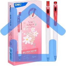 Ручка гелевая автоматическая Deli EG22-RD белый/красный, d=0.5мм, красные чернила