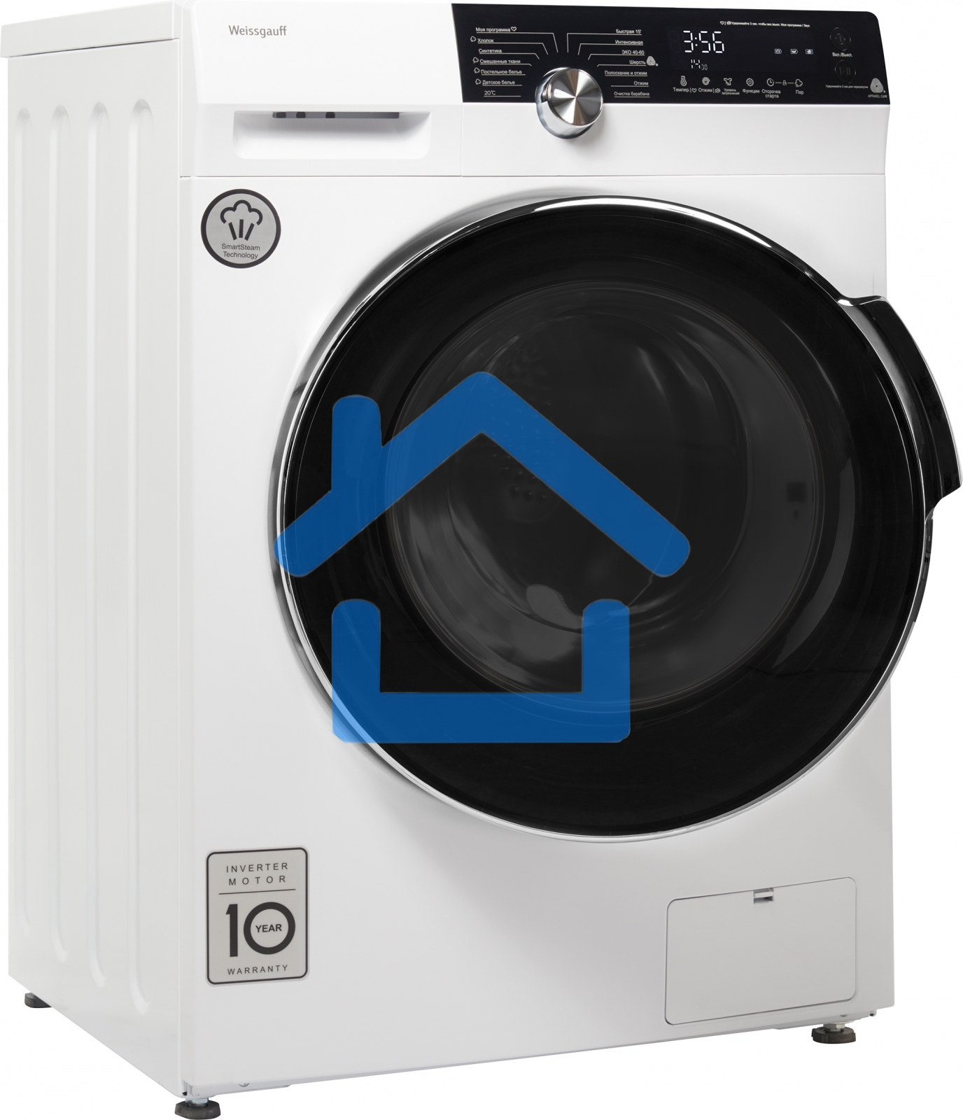 Стиральная машина Weissgauff WM 4947 DC Inverter Steam белая, загрузка фронтальная 7кг, 1400 об/мин., класс: A+++