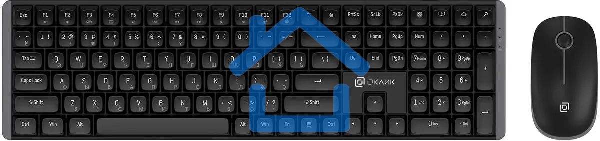 Комплект клавиатура+мышь Оклик S315W беспроводной USB 1600 DPI черный (1978741)