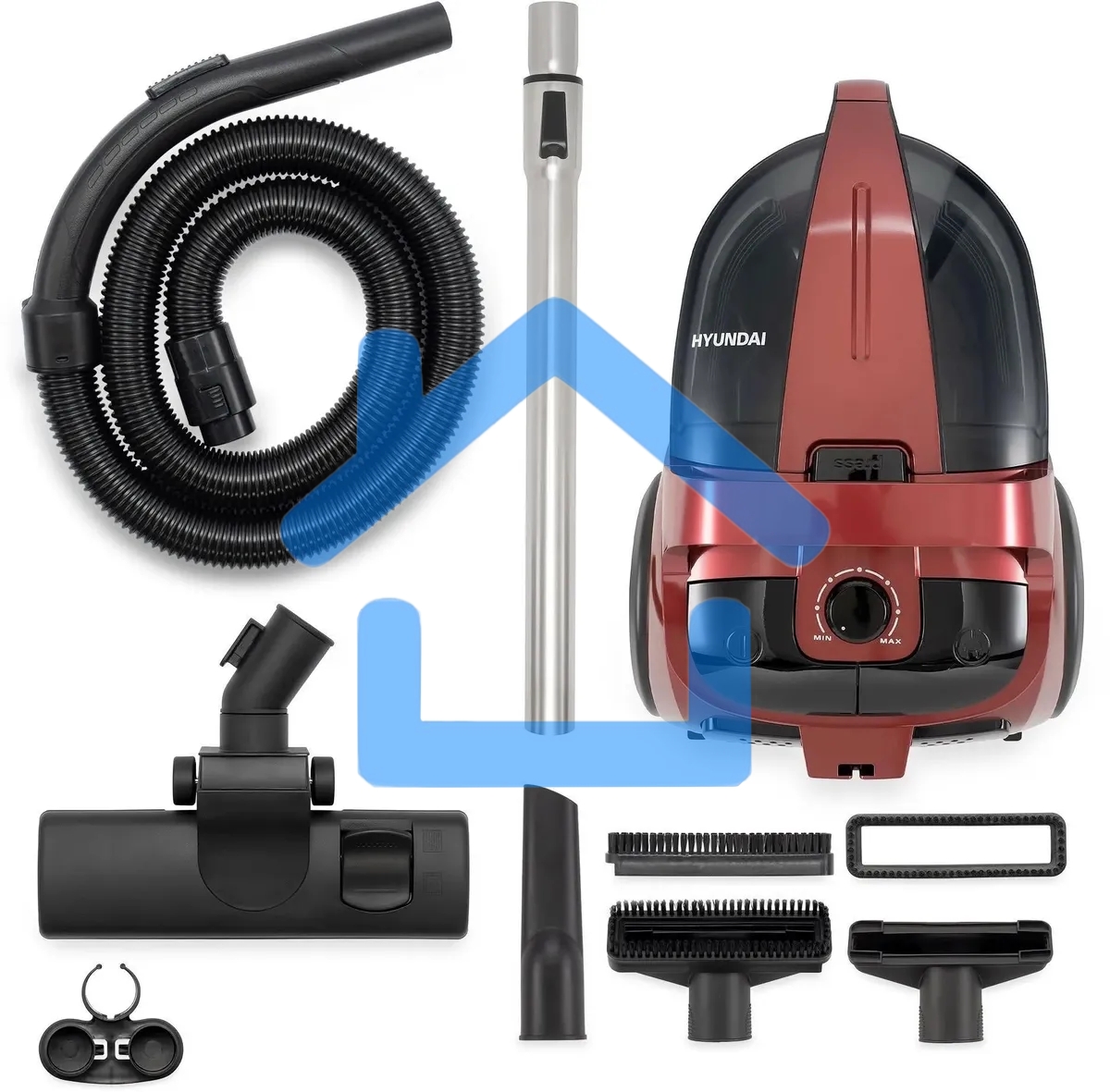 Пылесос Hyundai HYV-C2645 красный/черный, 380/2200 Вт, уборка сухая, пылесборник контейнер 4 л