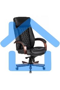 Кресло руководителя Бюрократ T-9924WALNUT черный, кожа, с подголов. крестовина металл/дерево