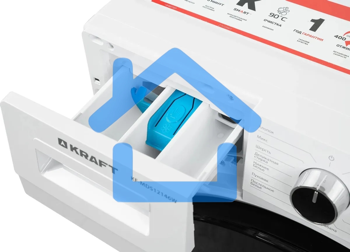 Стиральная машина Kraft KF-MDS12146W белый, загрузка фронтальная 12 кг, 1400 об/мин., класс: А+++