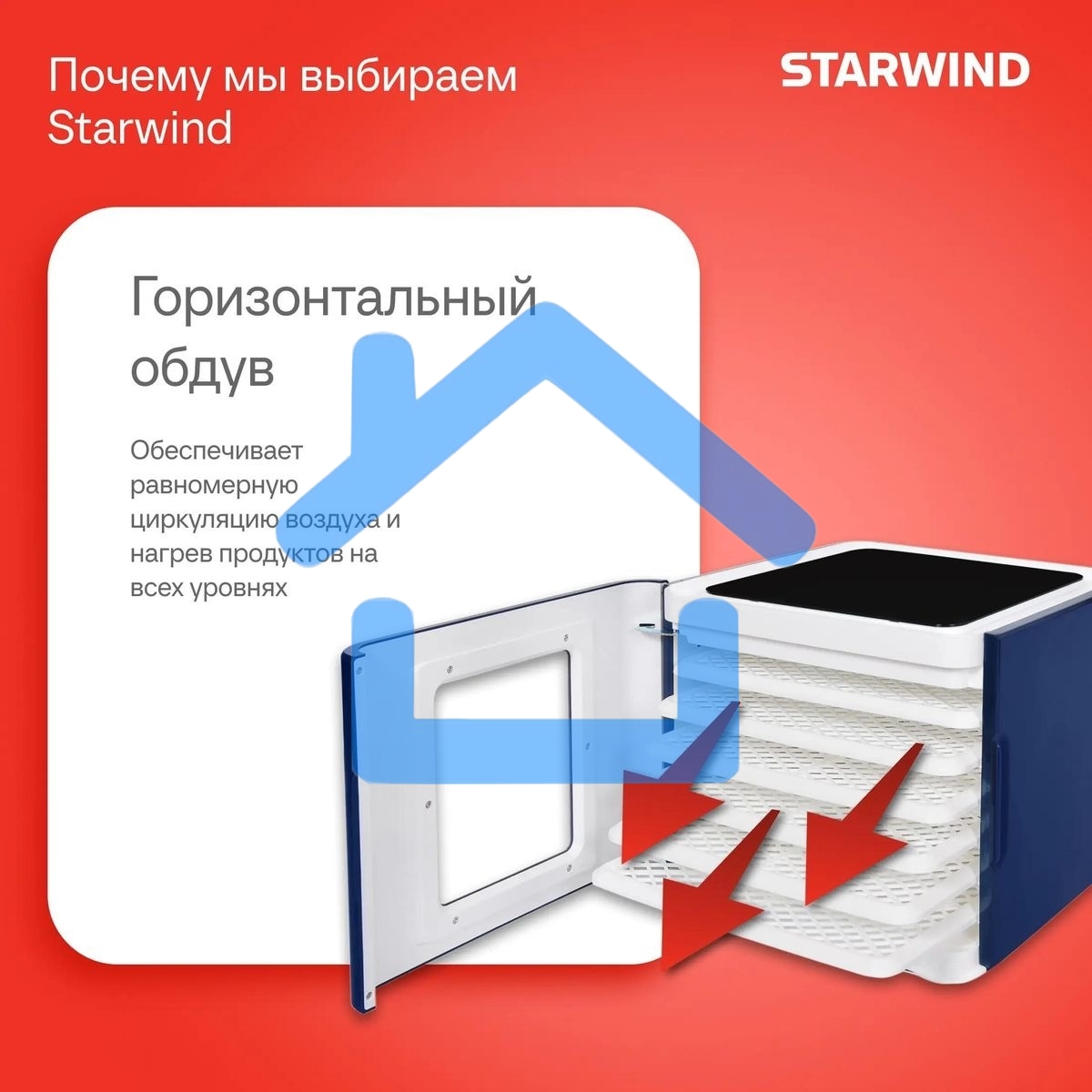 Сушилка для овощей и фруктов StarWind SFD6430, синий, 6 поддонов