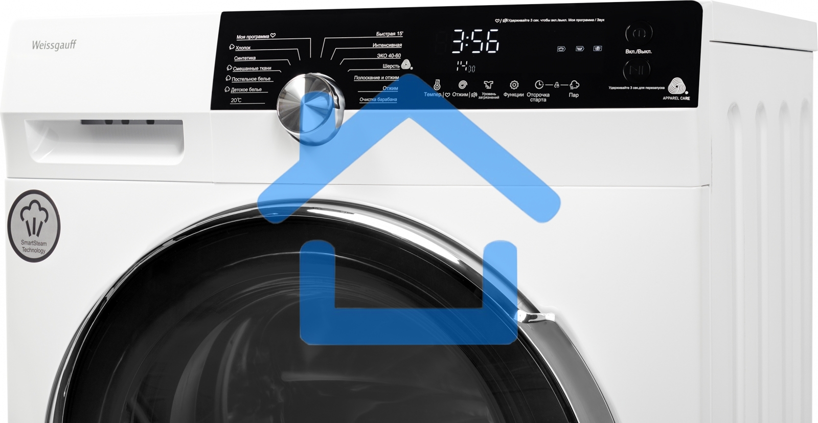 Стиральная машина Weissgauff WM 4947 DC Inverter Steam белая, загрузка фронтальная 7кг, 1400 об/мин., класс: A+++