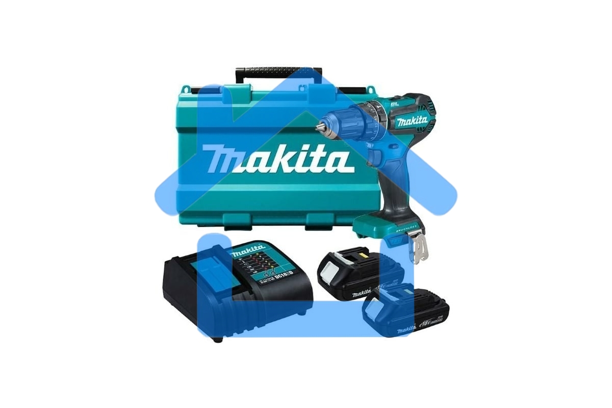 Аккумуляторная дрель-шуруповерт Makita DHP485SYE б\щет, 18В, 2х1.5 А·чLi-ion, БЗП-13мм,0-500\1900об\м, 50\25Нм