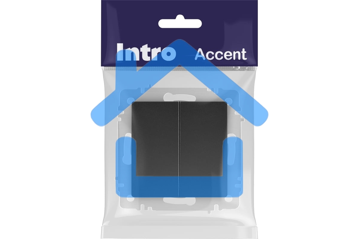 Выключатель Intro Accent 6-104-05 двойн. 10А-250В IP20 СУ AL/CU антрацит Б0063488