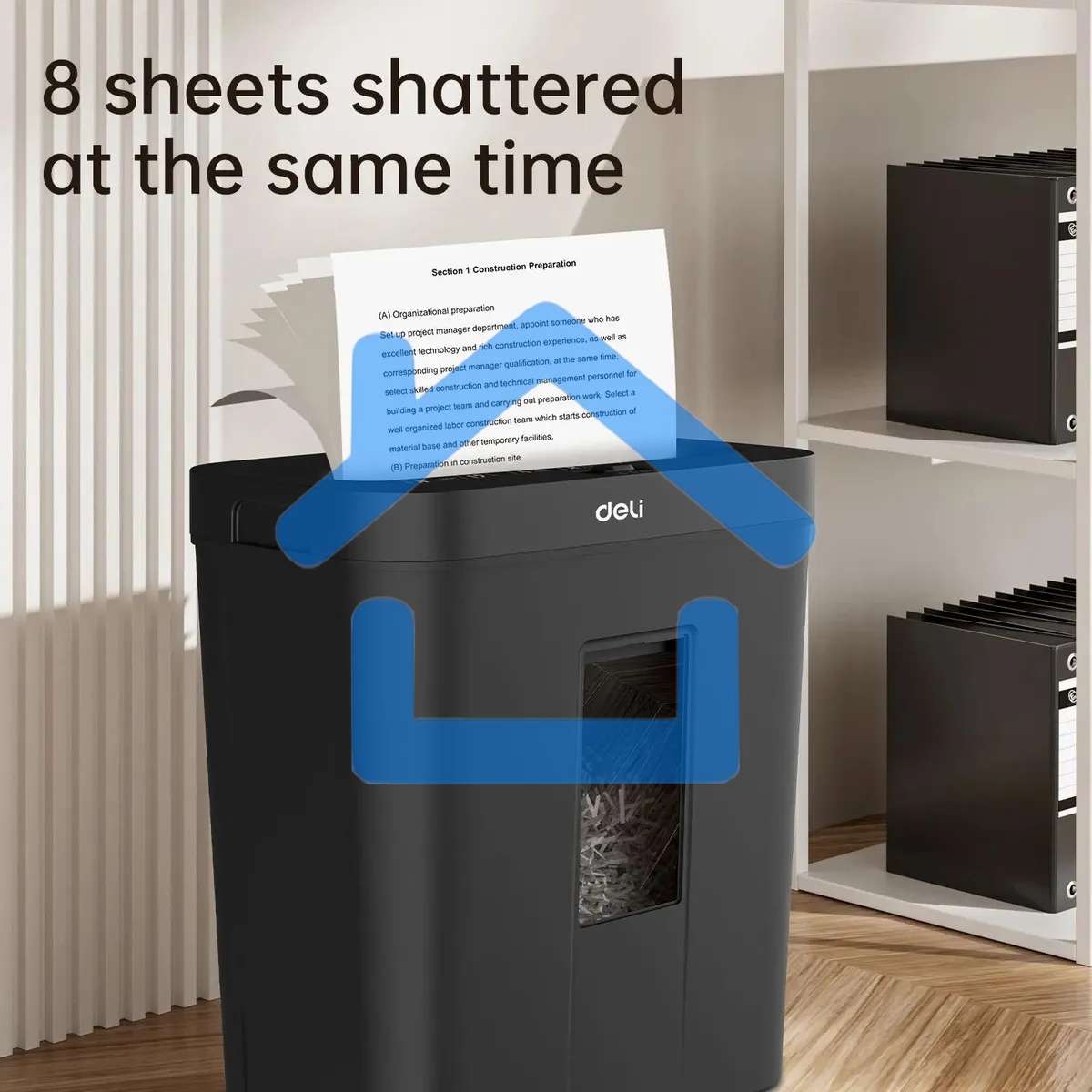 Шредер Deli ET021 черный (секр.P-4) фрагменты 8лист. 12лтр.