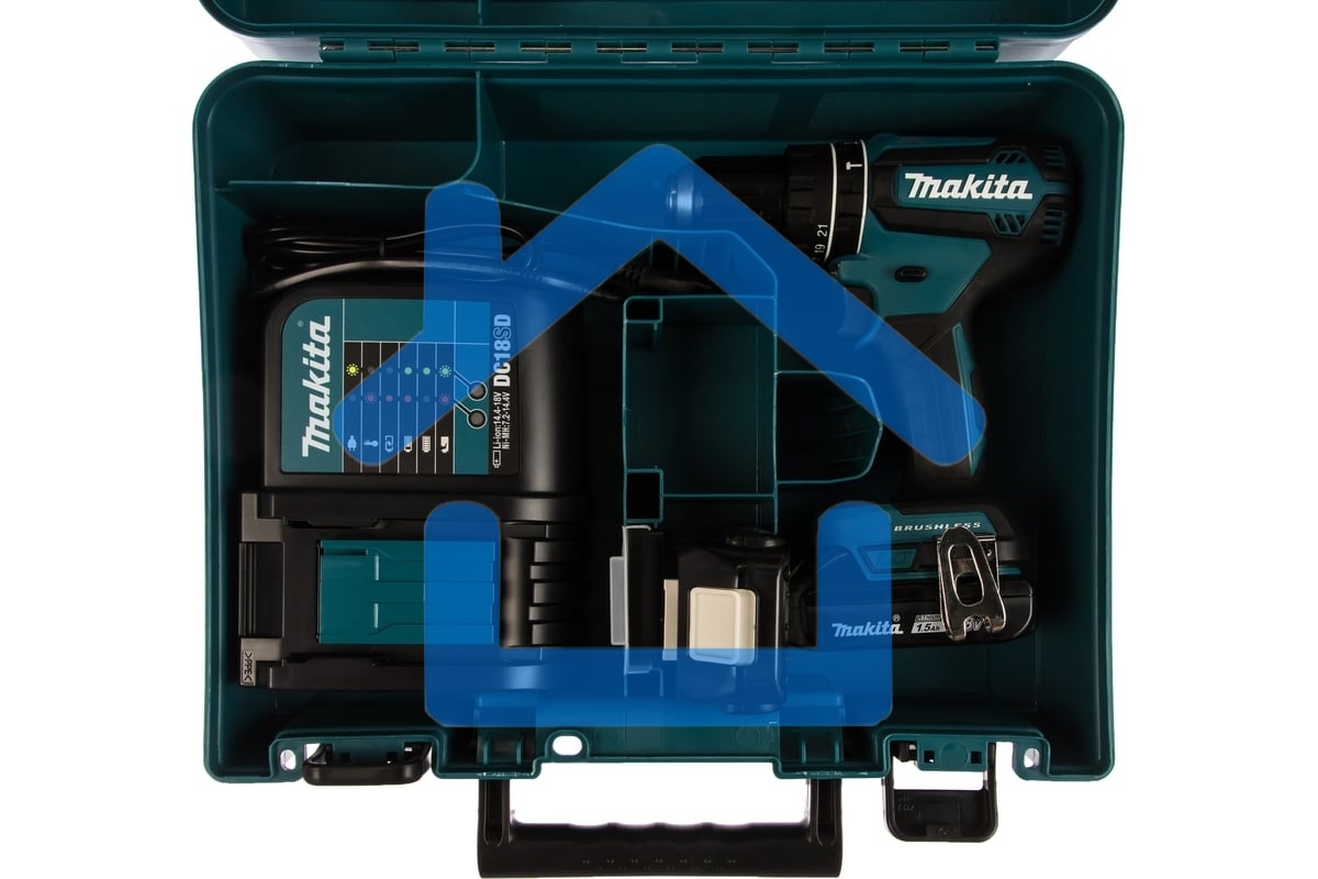Аккумуляторная дрель-шуруповерт Makita DHP485SYE б\щет, 18В, 2х1.5 А·чLi-ion, БЗП-13мм,0-500\1900об\м, 50\25Нм