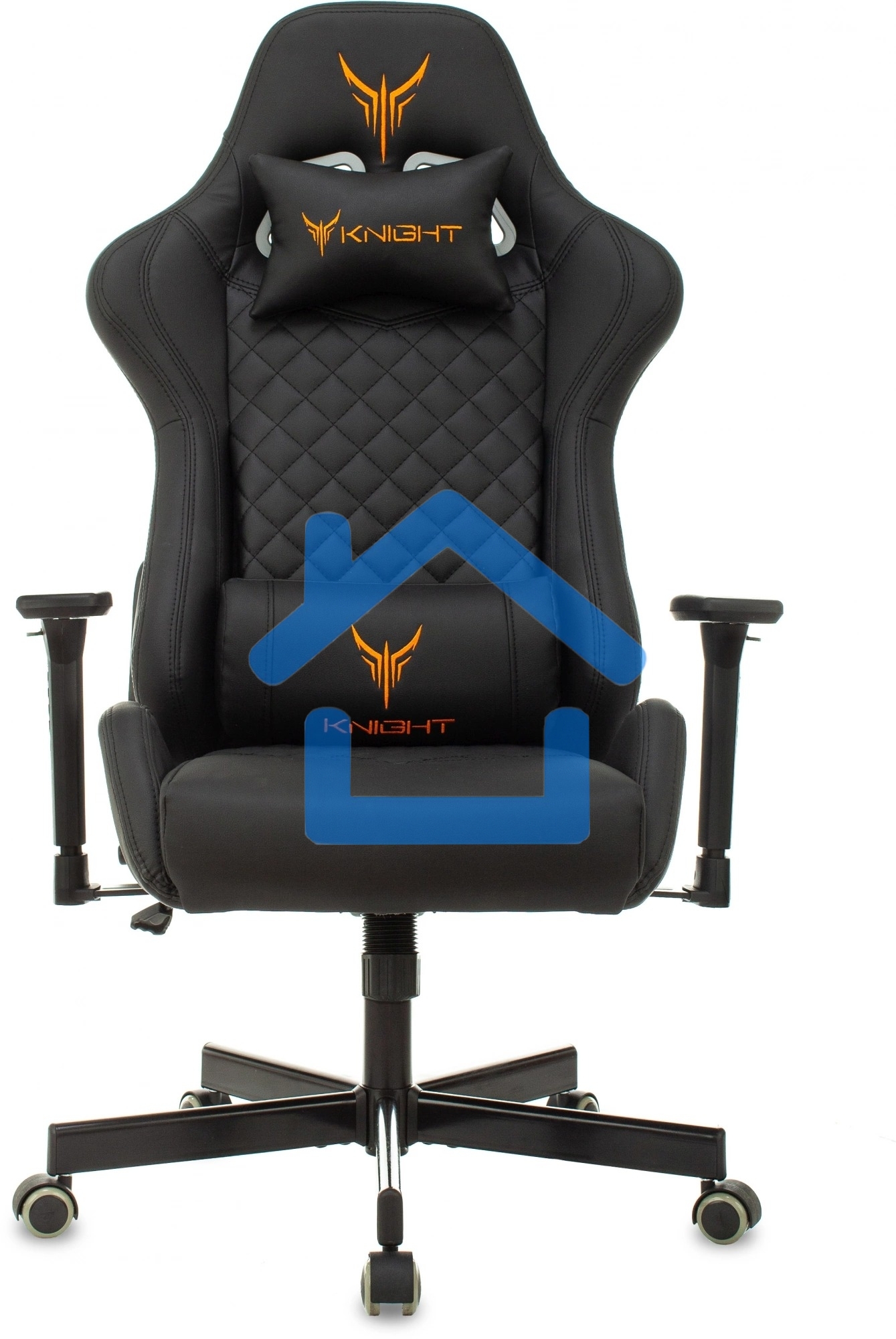 Кресло игровое Knight ARMOR черный, ромбик, эко.кожа, с подголовником, крестовина металл