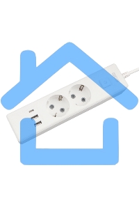 Бытовой удлинитель PowerCube, 2р с/з вык.,3USB, 3500 Вт, 16А, 1.9 м, 3*1,0 (белый) PC-4-2M