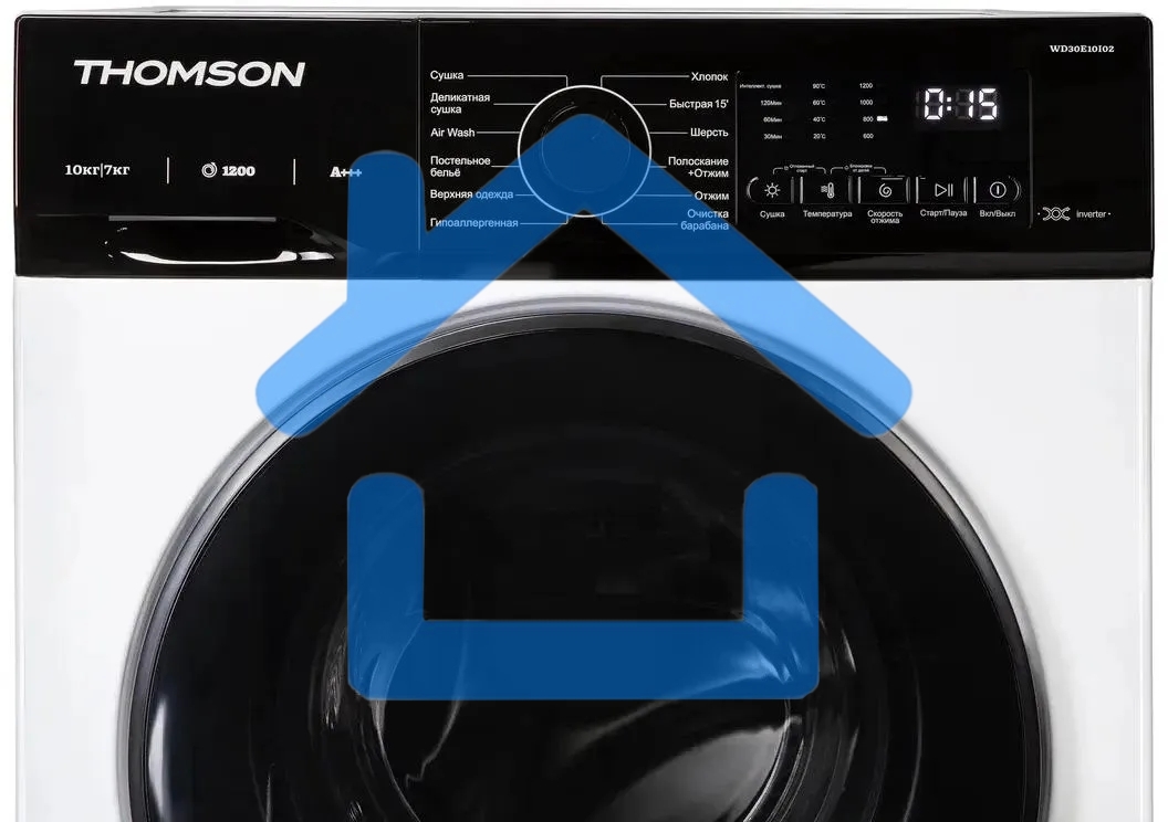 Стирально-сушильная машина Thomson WD30E10I02 белая, загрузка фронтальная 10кг, 1200 об/мин., класс: A+++
